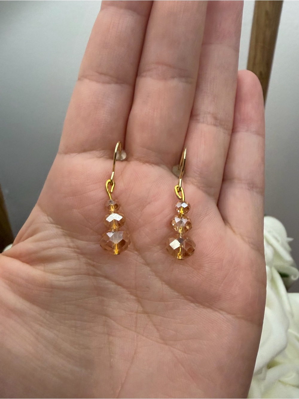 Gold-Tone Amber Crystal Drop Earrings